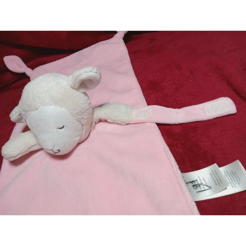 Carter's Pink Bunny Security Blanket Plush Rattle Pacifier Holder Knotted